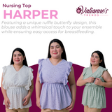 Valianne's Trends Harper Nursing Blouse- Breastfeeding - Maternity - Casual Nursing Blouse - Eyelet Nursing