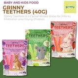 Grinny Multigrain Teething Stick Strawberry 40g - Apple & Broccoli - Mixed Berries - Strawberry