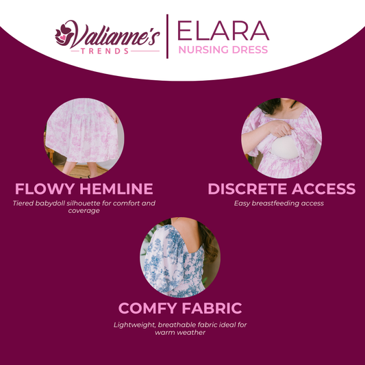 Valianne's Trends - Elara Nursing Dress - Meadow Haven Collection