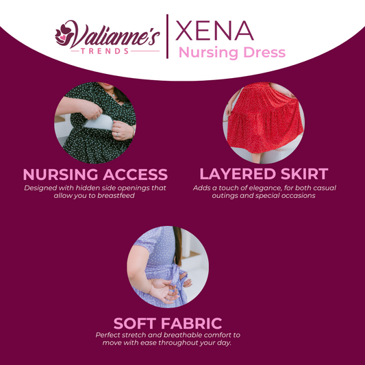Valianne's Trends - Xena Nursing Dress - Polka Dot Charm Collection