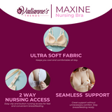 Valianne's Trends Maxine Premium Nursing Bra - Postpartum Bra - Seamless 2-Way Access Bra