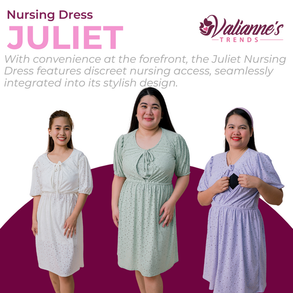 Valianne's Trends Juliet Nursing Dress - Maternity - Breastfeeding - Postpartum- Eyelet Nursing