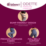 Valianne's Trends Odette Maternity Leggings - Pregnancy Seamless Pants - Mommy Soft and Comfortable