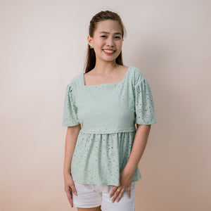 Valianne's Trends Gigi Nursing Blouse- Breastfeeding - Maternity - Casual Nursing Blouse - Eyelet Nursing