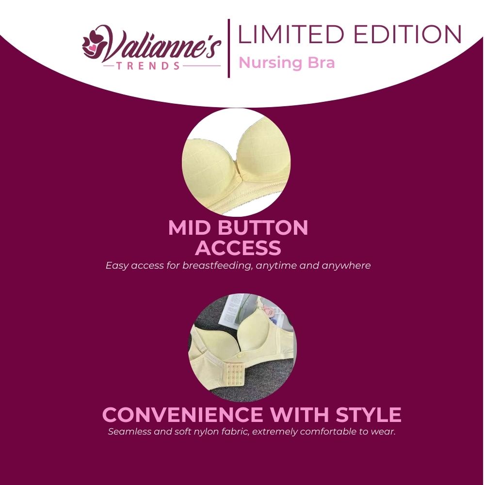 Valianne's Trends Limited Edition Nursing Bra Mid Button Access - Breastfeeding - Maternity