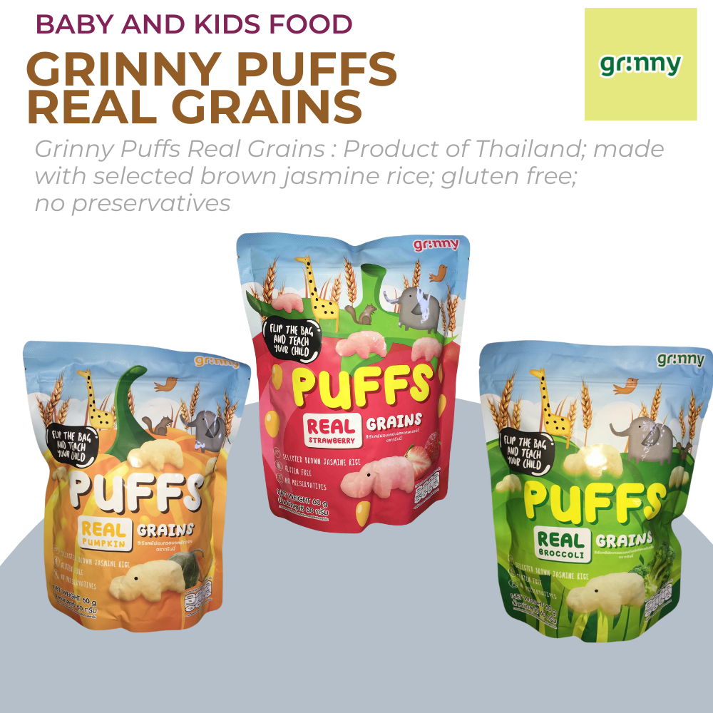 Grinny Puffs Real Grains - Broccoli - Pumpkin - Strawberry 60g