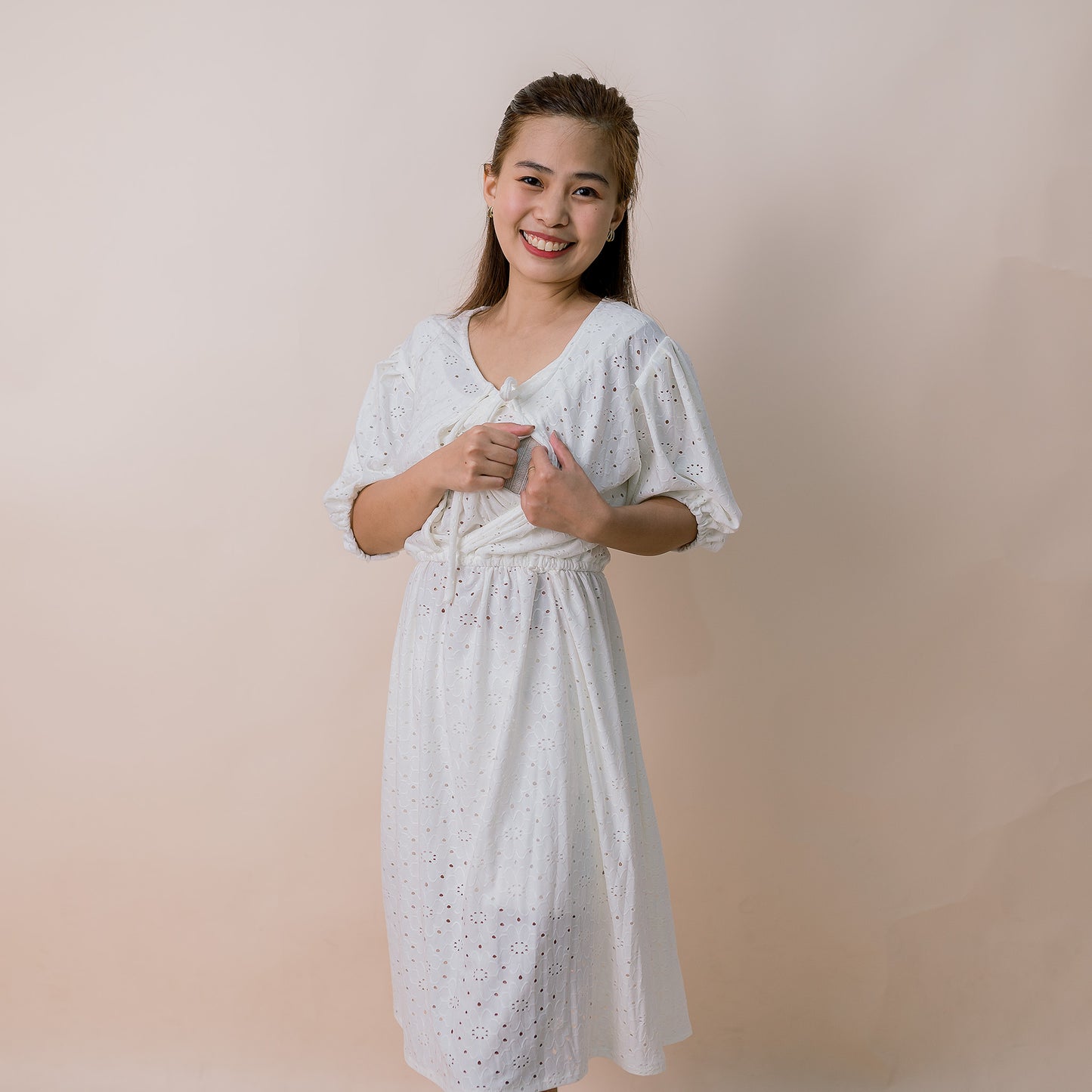 Valianne's Trends Juliet Nursing Dress - Maternity - Breastfeeding - Postpartum- Eyelet Nursing