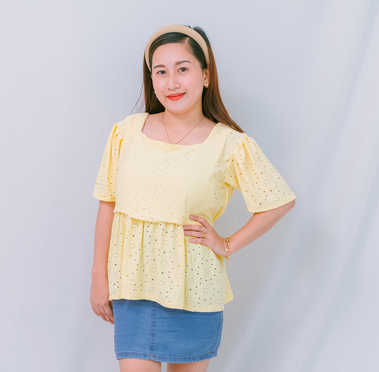 Valianne's Trends Gigi Nursing Blouse- Breastfeeding - Maternity - Casual Nursing Blouse - Eyelet Nursing