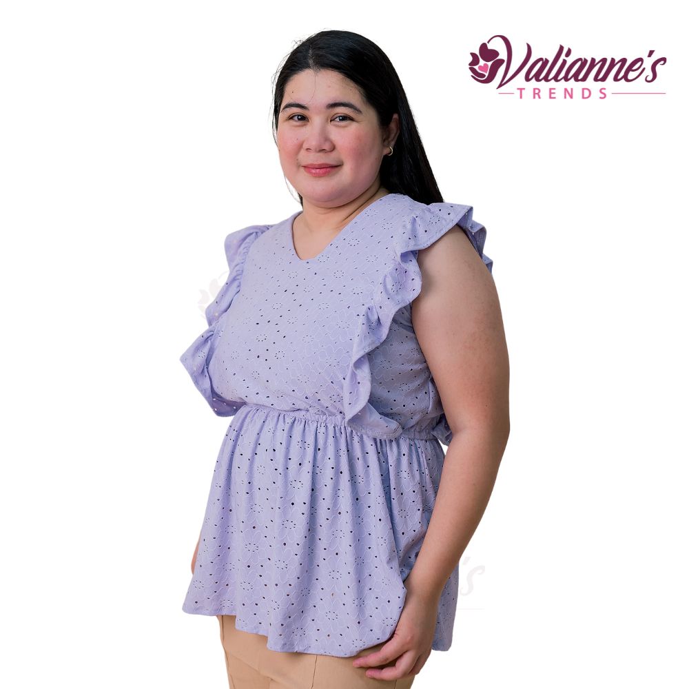 Valianne's Trends Harper Nursing Blouse- Breastfeeding - Maternity - Casual Nursing Blouse - Eyelet Nursing