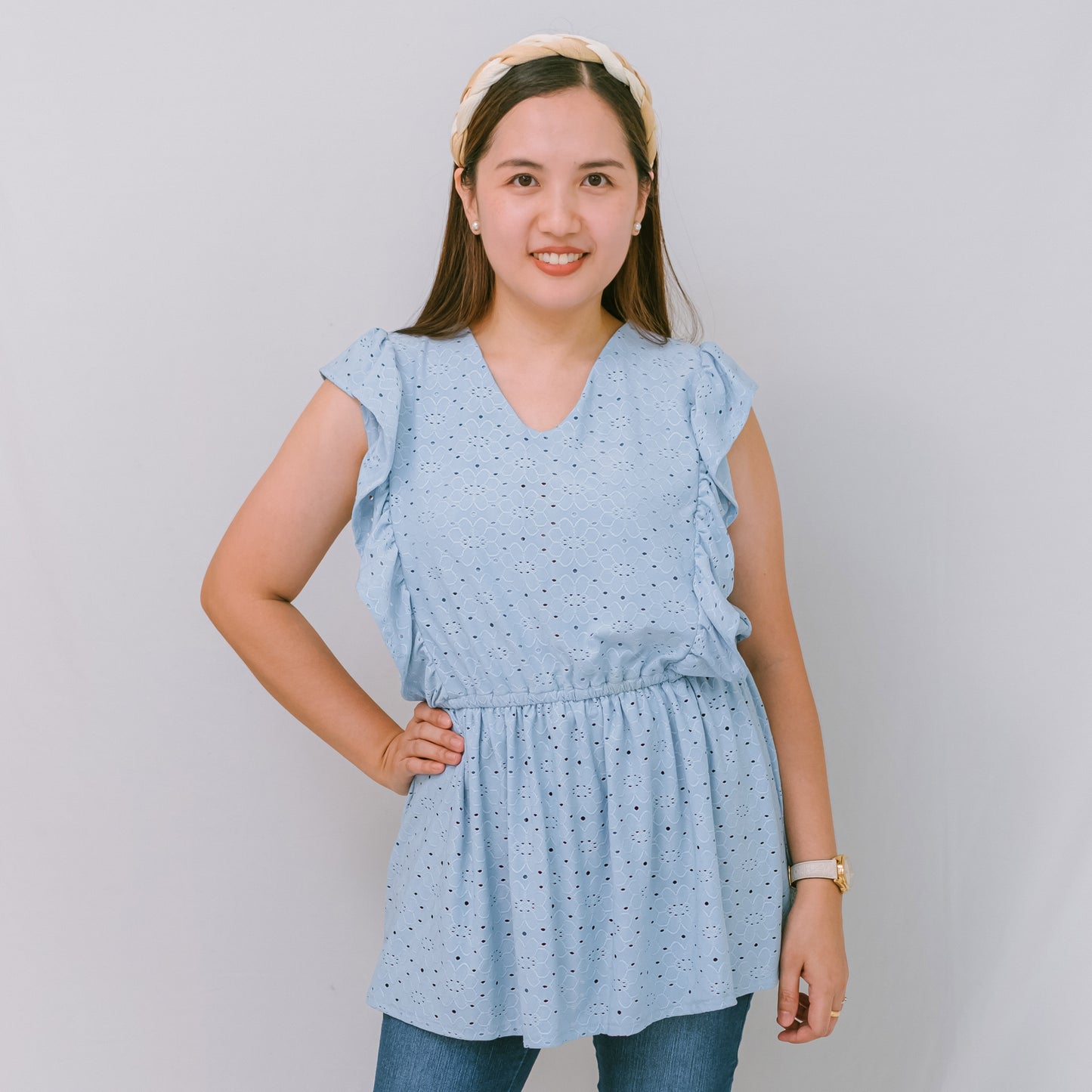 Valianne's Trends Harper Nursing Blouse- Breastfeeding - Maternity - Casual Nursing Blouse - Eyelet Nursing