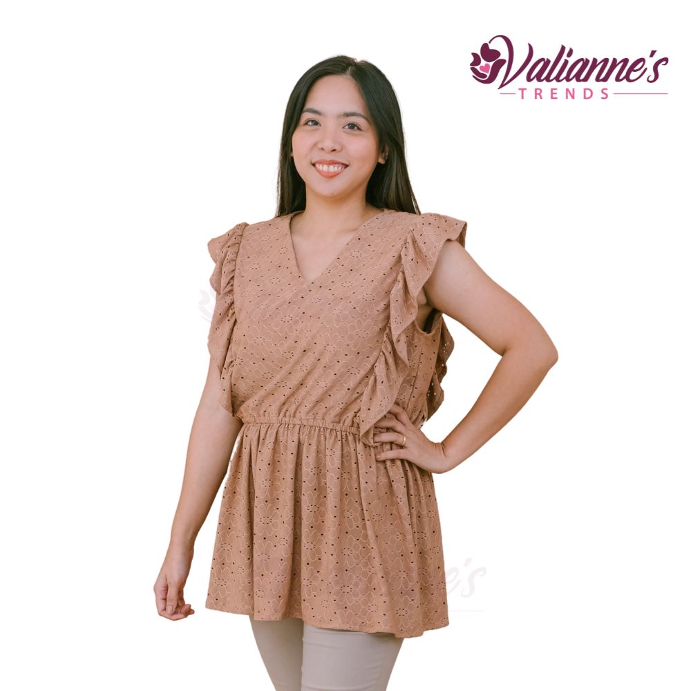 Valianne's Trends Harper Nursing Blouse- Breastfeeding - Maternity - Casual Nursing Blouse - Eyelet Nursing