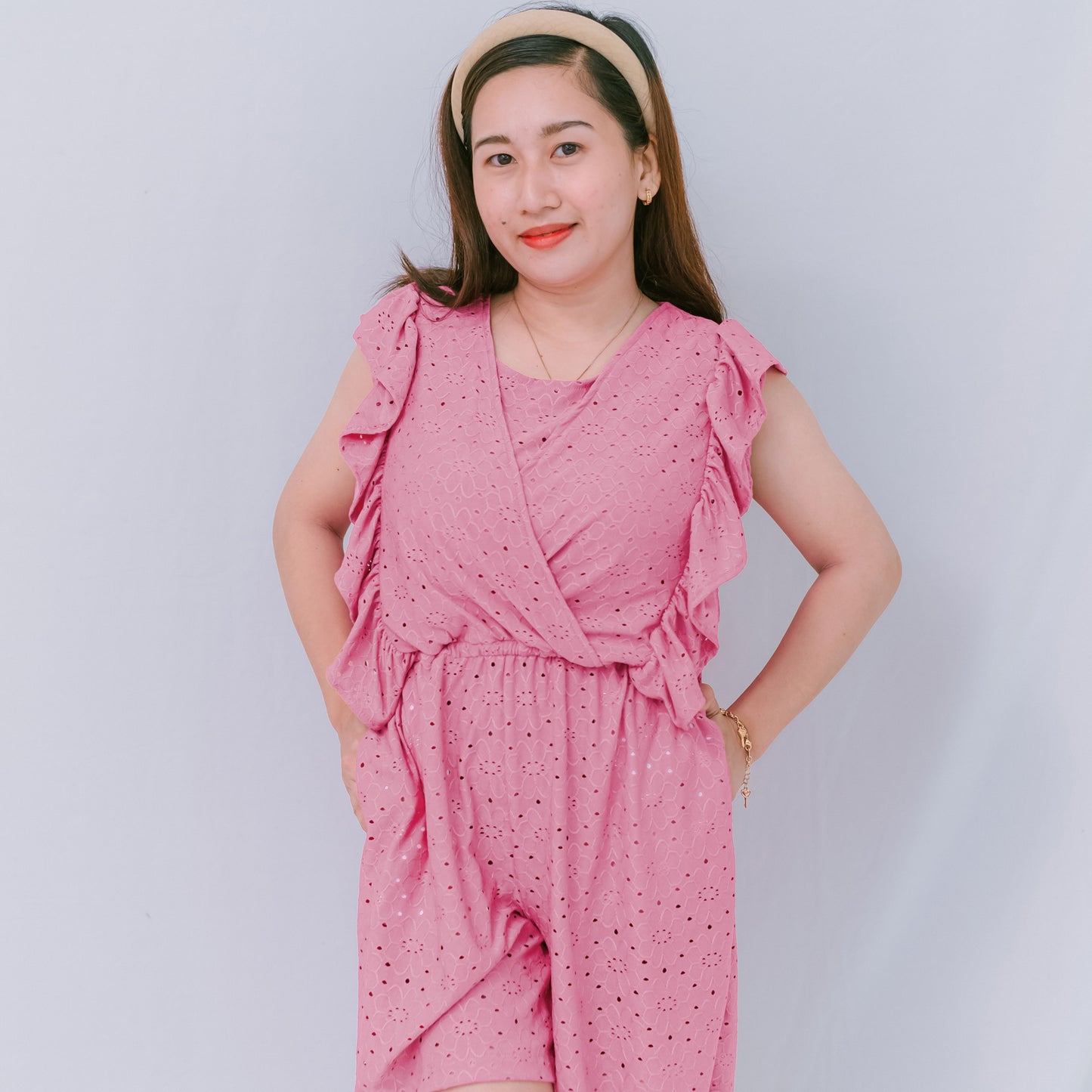 Valianne's Trends Izzie Nursing Jumpshorts - Maternity - Breastfeeding - Postpartum- Eyelet Nursing