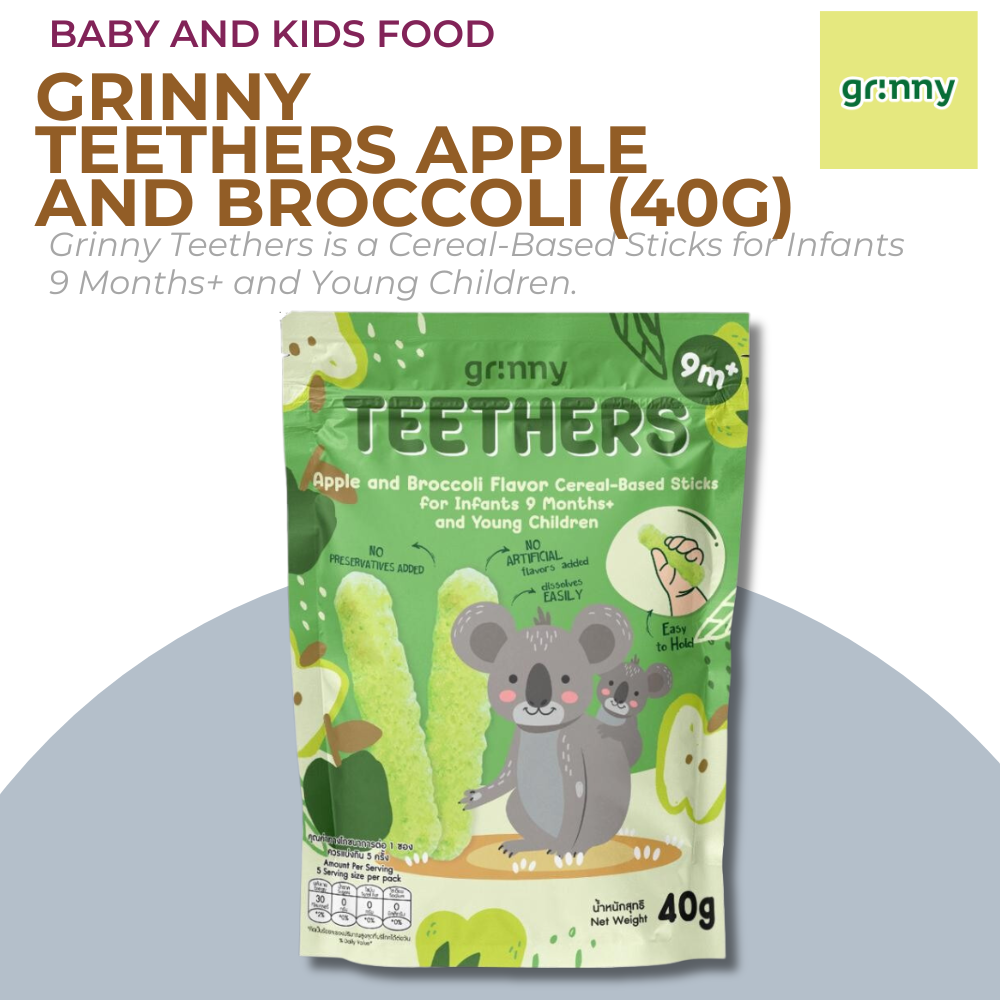 Grinny Multigrain Teething Stick Strawberry 40g - Apple & Broccoli - Mixed Berries - Strawberry