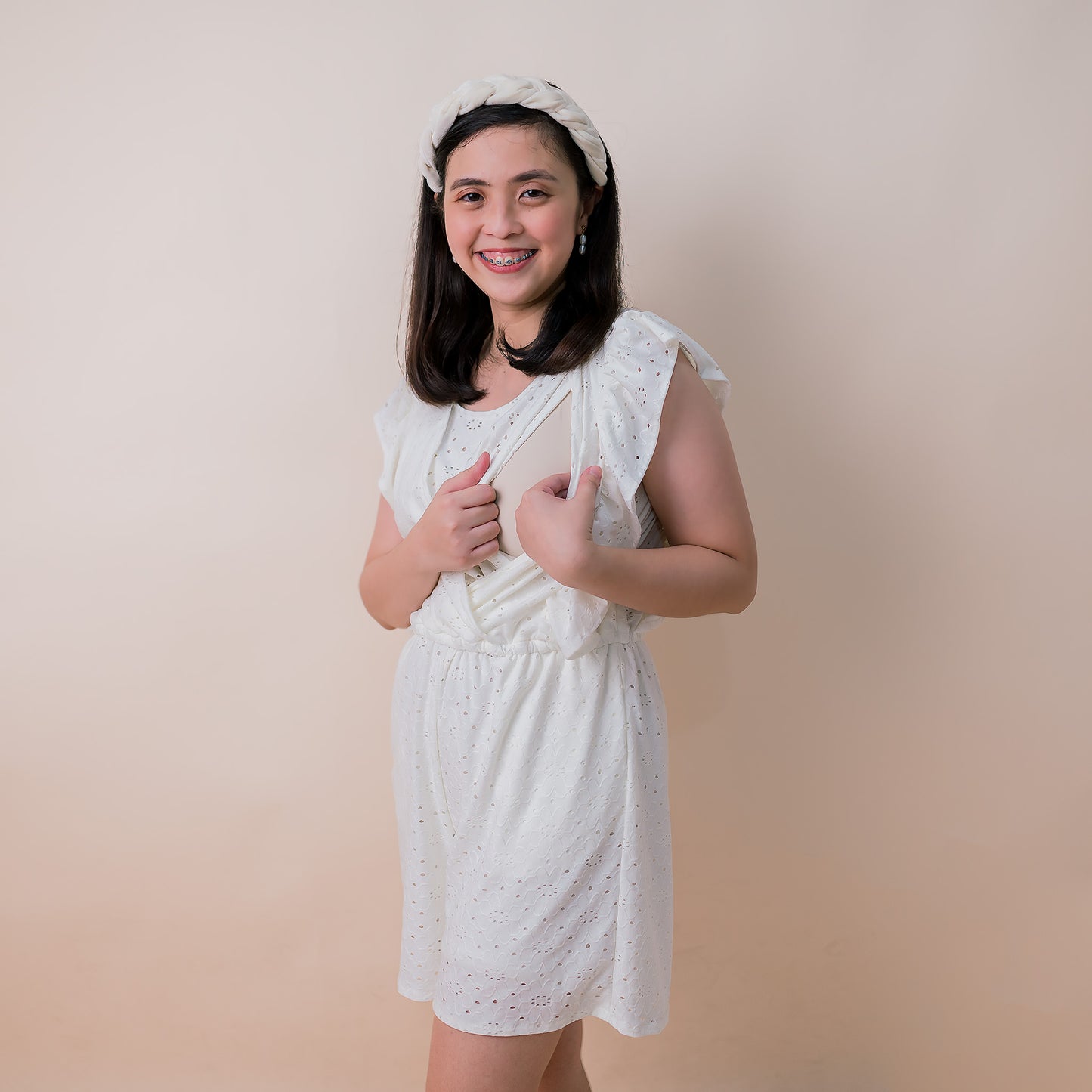Valianne's Trends Izzie Nursing Jumpshorts - Maternity - Breastfeeding - Postpartum- Eyelet Nursing
