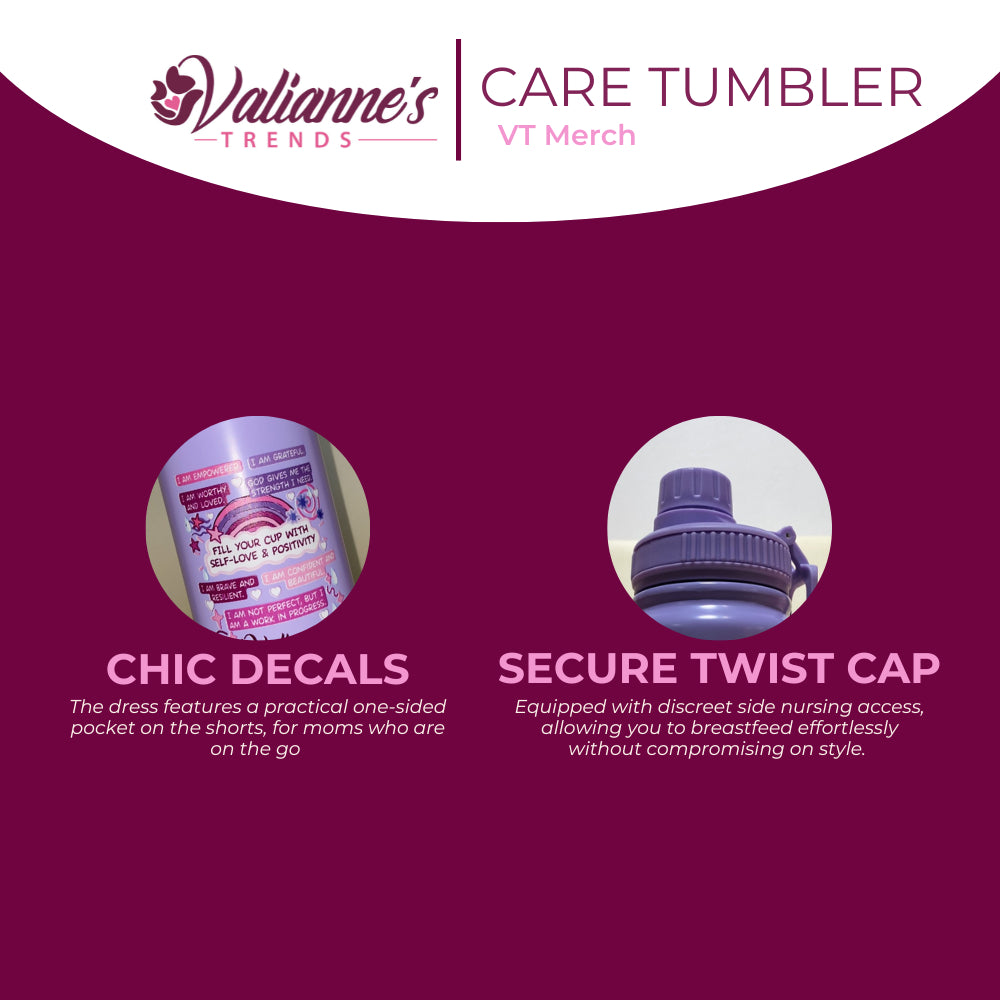 Valianne's Trends Care Tumbler - VT Merch - Double Vacuum - Secure Twist Cap - Breastfeeding