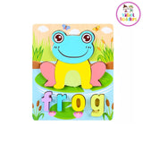 Valiant Toddlers -  Jigsaw 3D Wooden Puzzle Board with Spelling (Pastel Colored) - Montessori