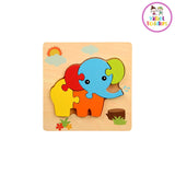 Valiant Toddlers Jigsaw 3D Wooden Puzzle Board Animals - Wood Frame - Educational